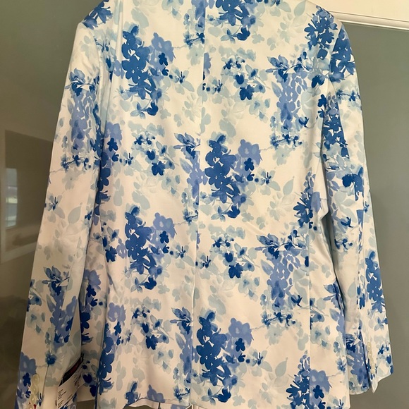 New NWT 42 SH Slim Floral Blue and White Men's Blazer Jacket - Picture 3 of 3